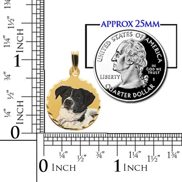 Small Round with Diamond Cut Edge Picture Pendant Charm side view | AJ's Jewelry Queens NY