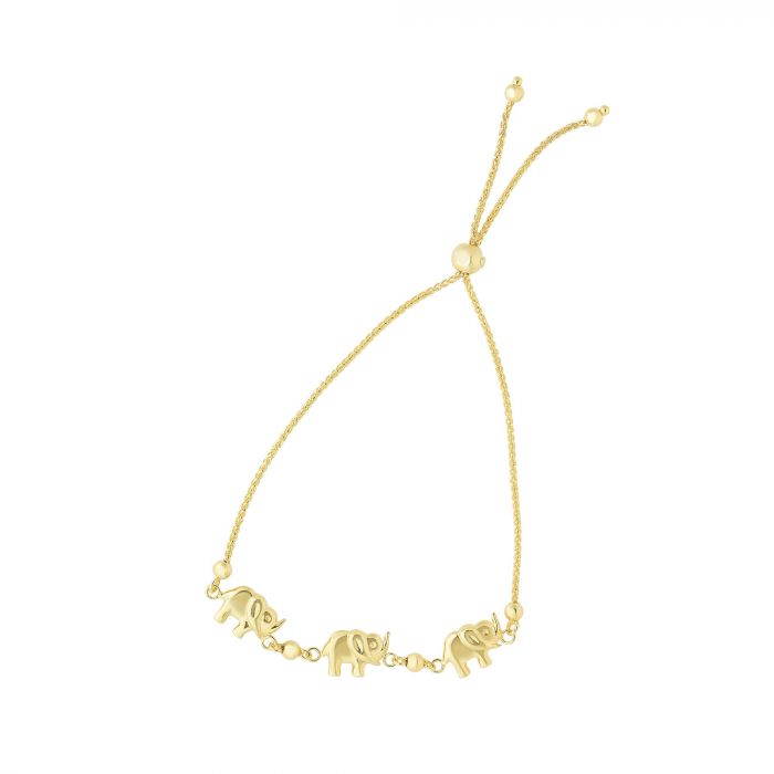 Ladies 14 Karat Yellow Gold Elephant Bracelet