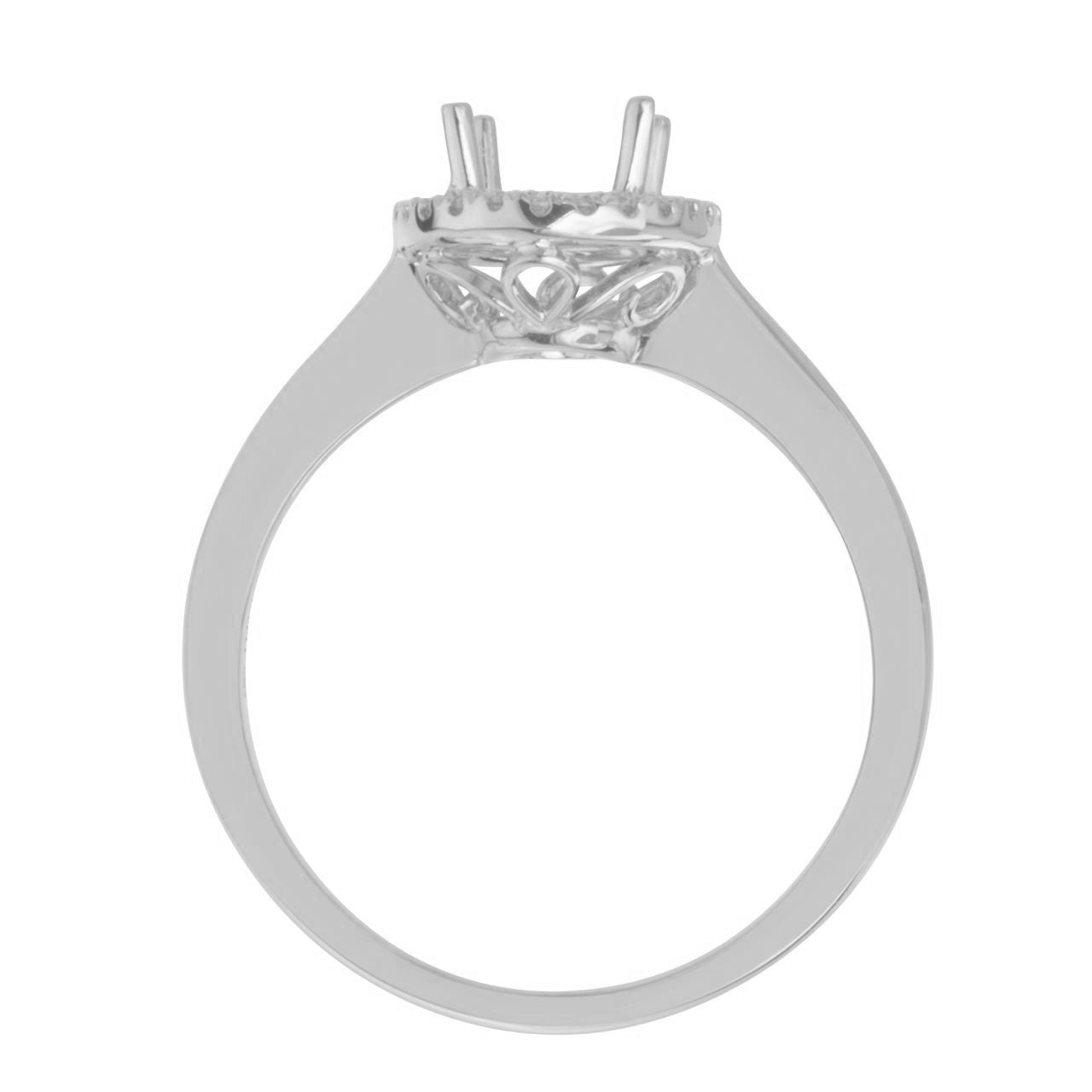 18 Karat White Gold 0.10ct Diamond Under Halo Semi-Mount Ring - Size 6