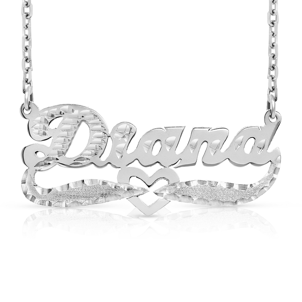 Sterling Silver Diamond Cut & Florentine Name Necklace