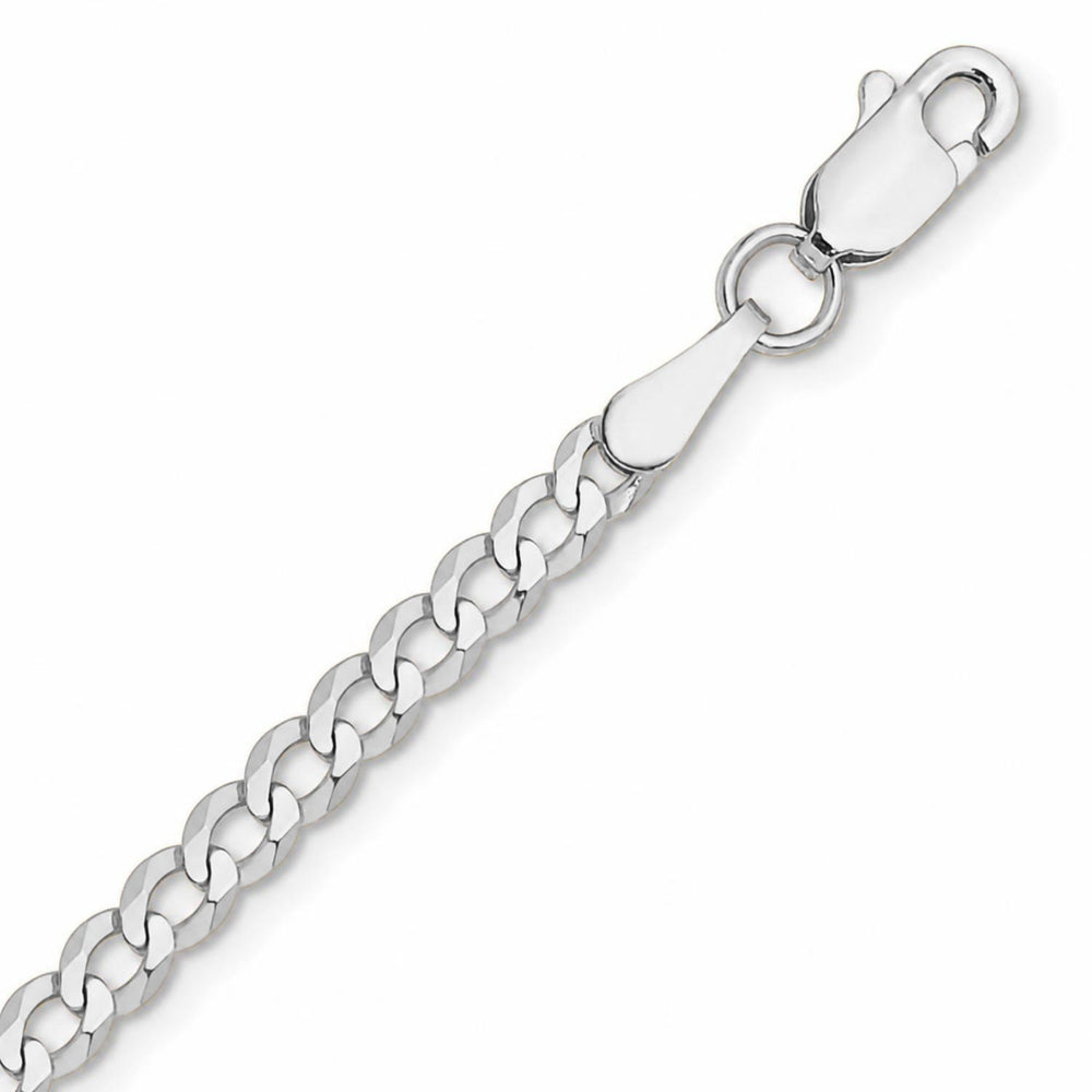 A white gold curb chain on a pure white background