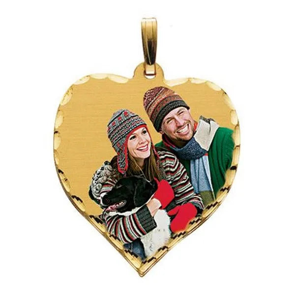 Medium Heart with Diamond Cut Edge Picture Pendant Charm | AJ's Jewelry Queens NY