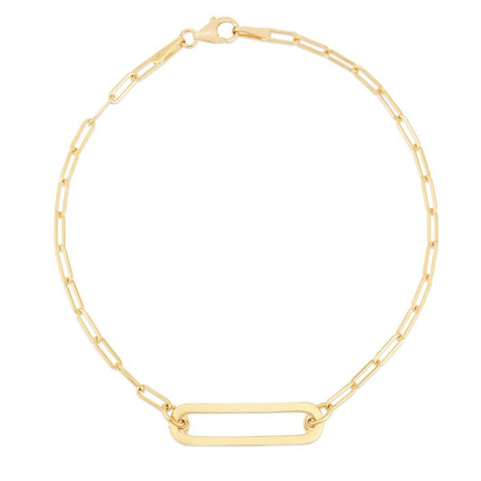 Ladies 14 Karat Yellow Gold Paper Clip Bracelet