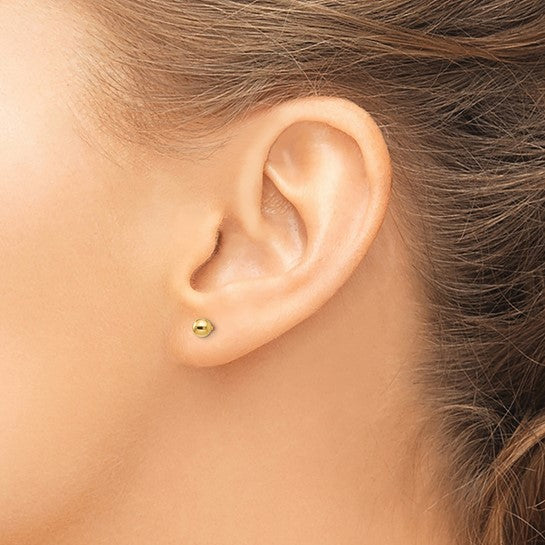 14 Karat Yellow Gold Polished 4mm Ball Stud Screwback Earrings