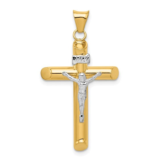 14 Karat 2 Tone Gold Small Polished Cross Charm Pendant
