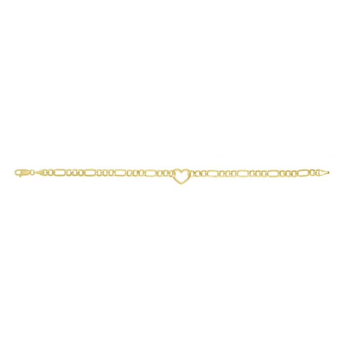 Ladies 14 Karat Yellow Gold Heart Bracelet