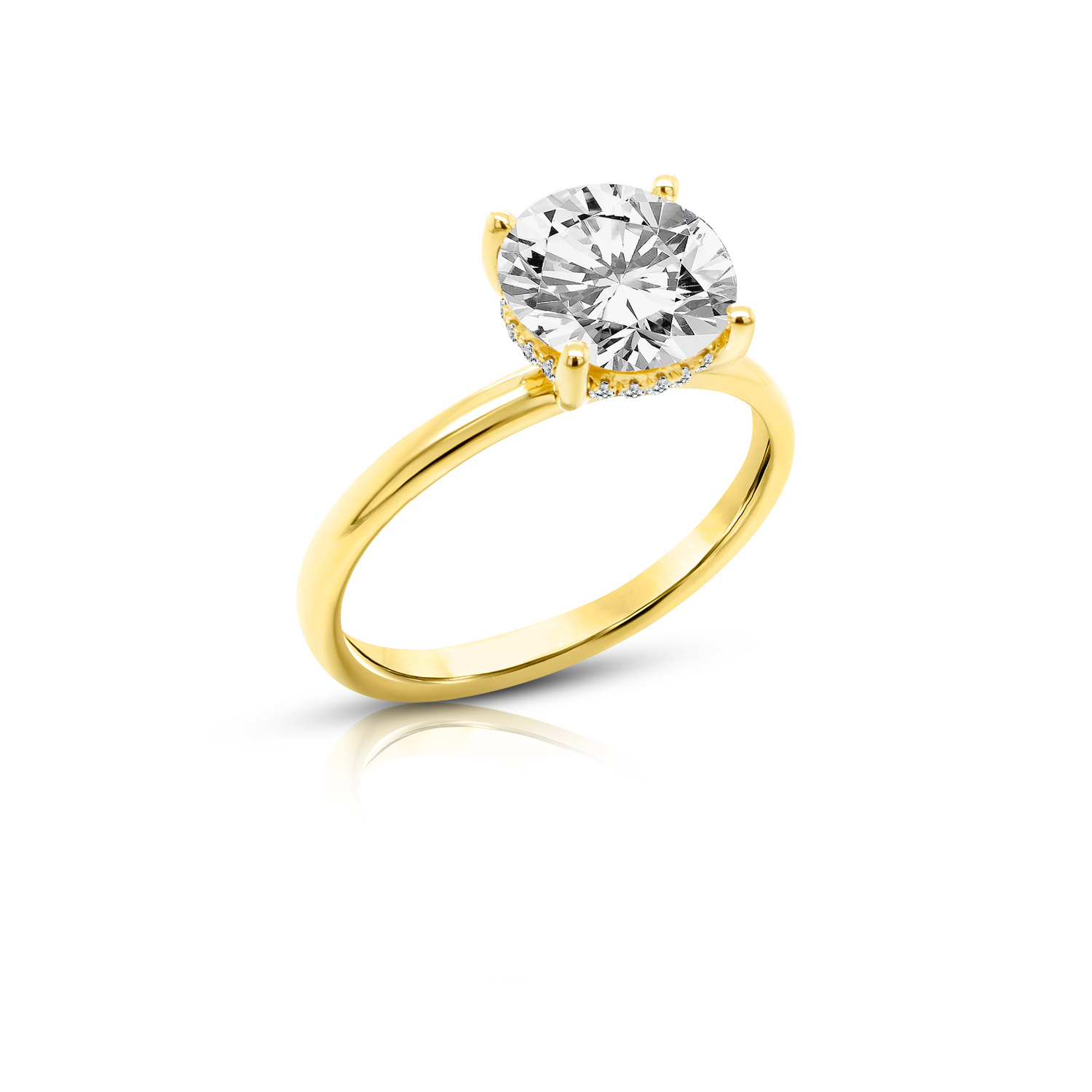 14kt yellow gold 2ct round hidden halo lab grown diamond engagement ring mobile banner - AJ's Jewelry Queens NY