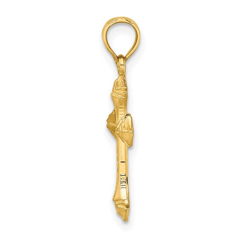 14 Karat Yellow Gold Small Cross Charm Pendant