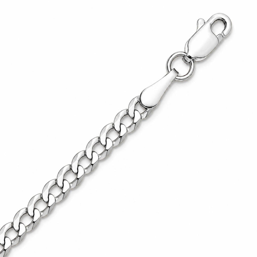 A image showing a sterling silver curb chain on a pure white background