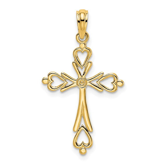 14 Karat Yellow Gold Small Polished Cross Charm Pendant