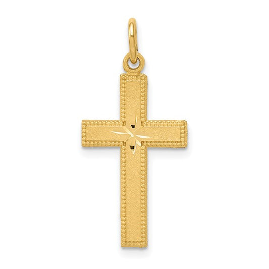 14 Karat Yellow Gold Cross Charm Pendant
