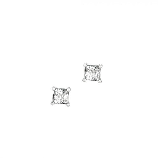 Sterling Silver 4mm Square Cubic Zirconia Stud Earrings