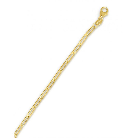 Ladies 14 Karat Yellow Gold 2.5mm Polished Paper Clip 7 inch Bracelet