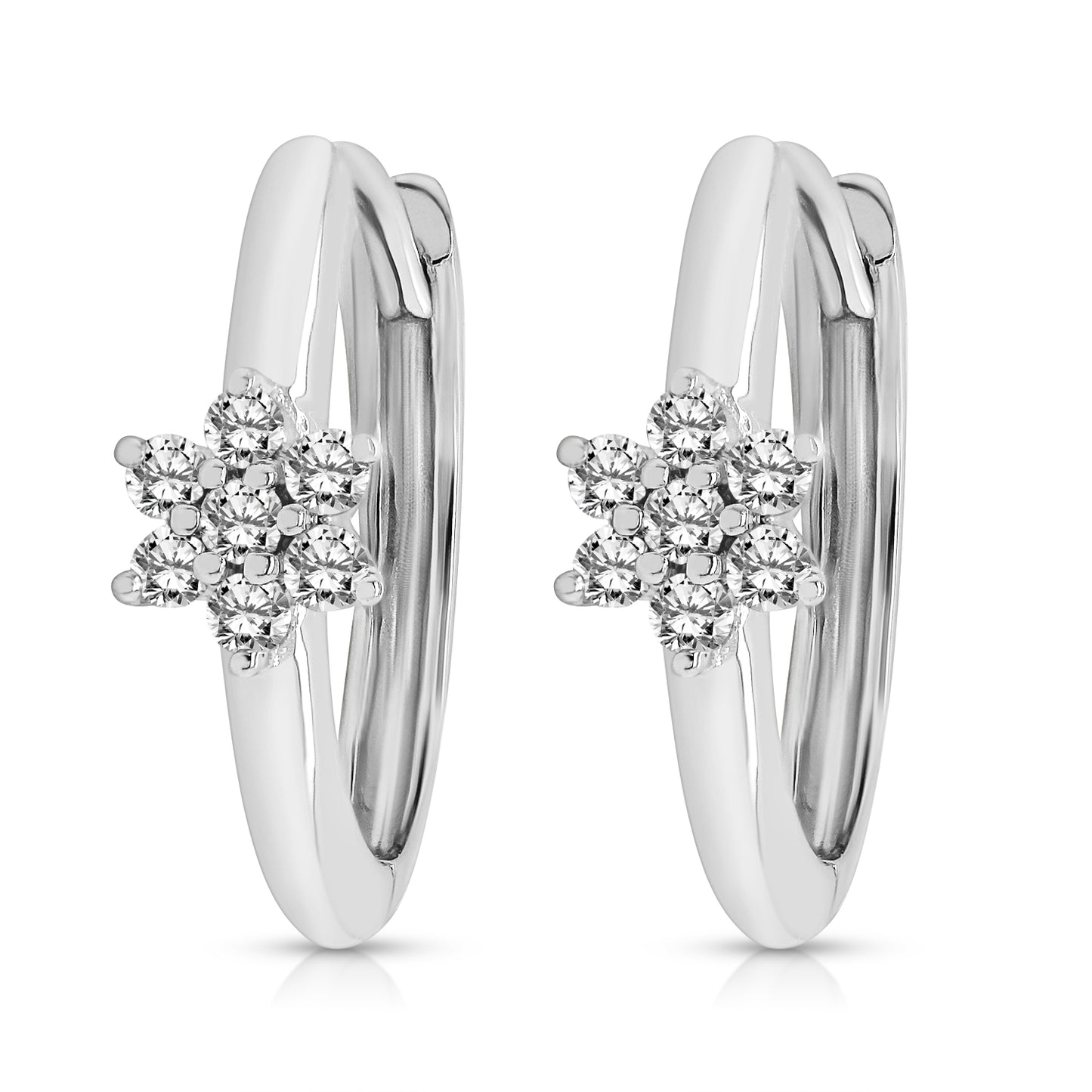14 Karat White Gold Diamond Huggie Earrings