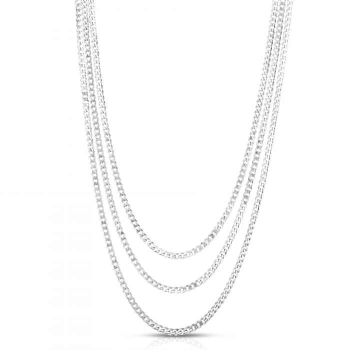 Sterling Silver 3 Strand Cuban Link Necklace