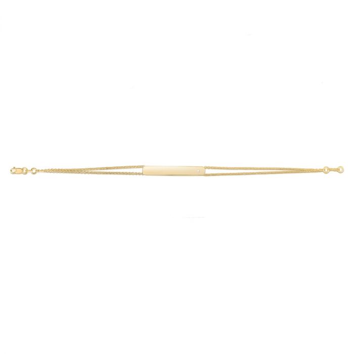 14 Karat Yellow Gold 0.01ct Diamond Bar Engravable Bracelet - 7 inch
