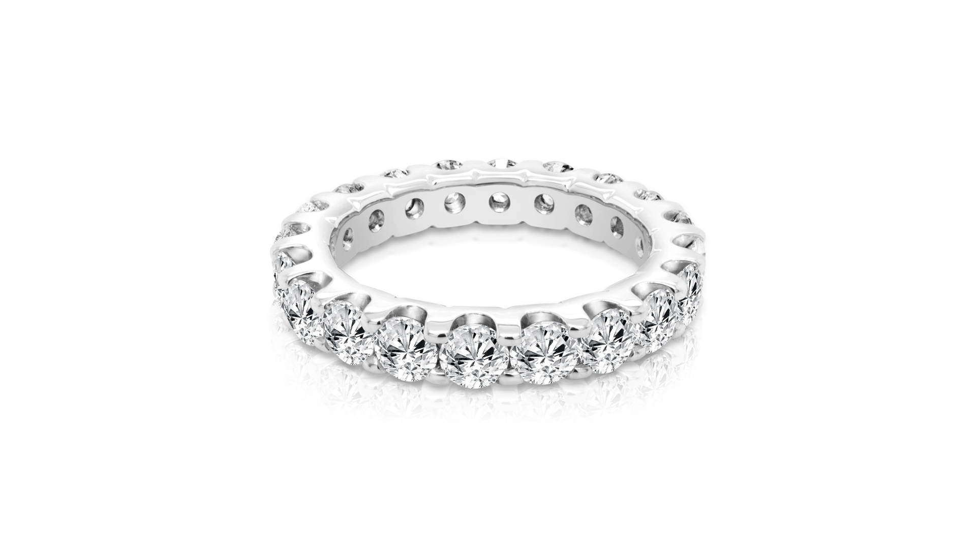 3 carat platinum lab grown diamond eternity band — front view, custom anniversary wedding band by AJ's Jewelry Ridgewood Queens NY