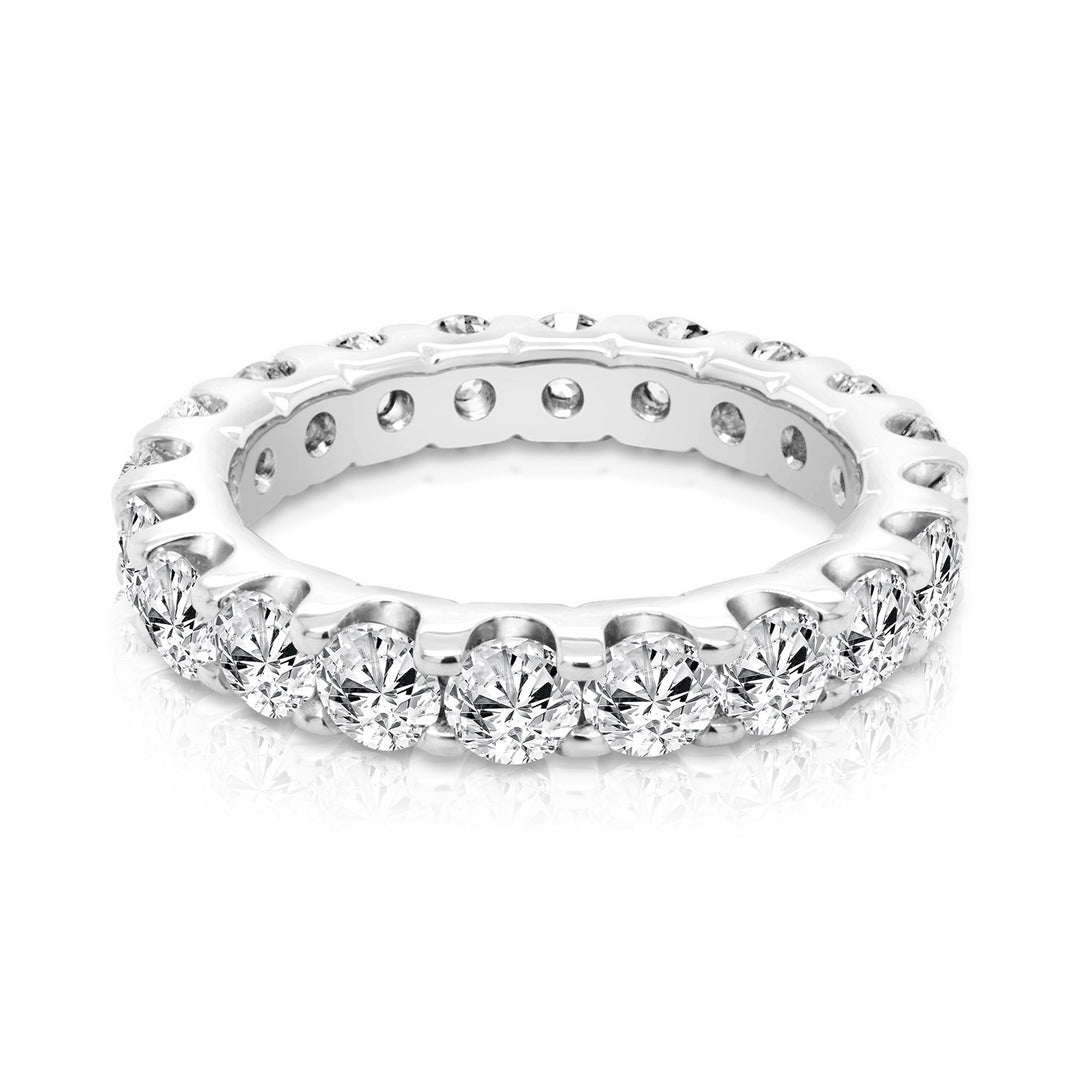 3 carat platinum lab grown diamond eternity band — front view, custom anniversary wedding band by AJ's Jewelry Ridgewood Queens NY