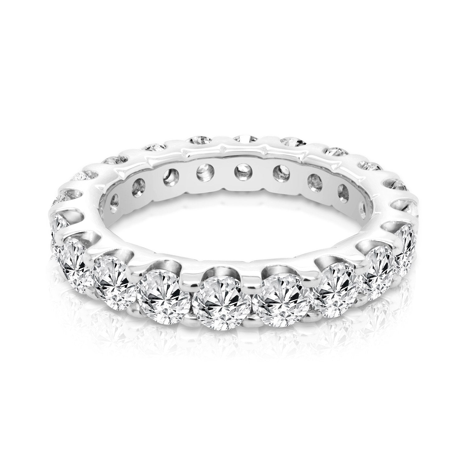 3 carat platinum lab grown diamond eternity band — front view, custom anniversary wedding band by AJ's Jewelry Ridgewood Queens NY