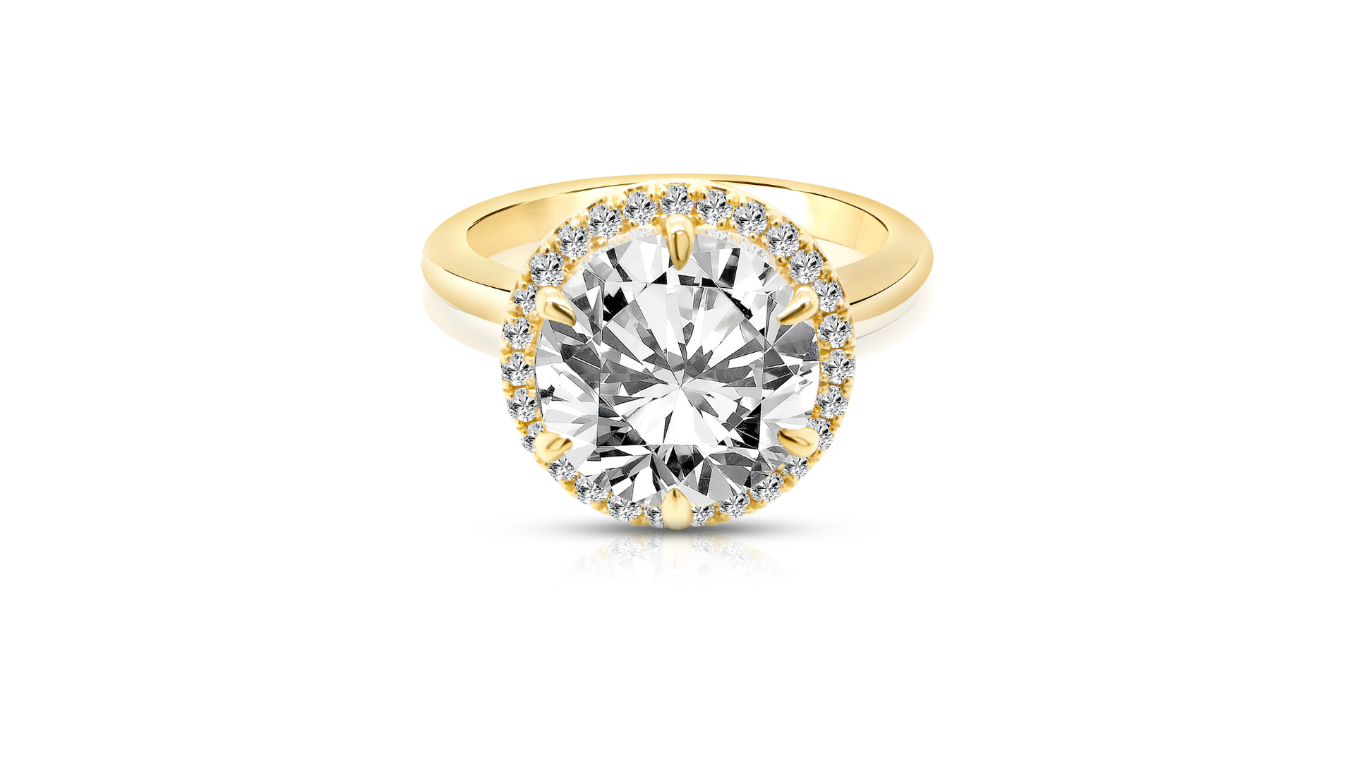 14kt yellow gold 3ct round halo lab grown diamond engagement ring banner - AJ's Jewelry Ridgewood Queens NY