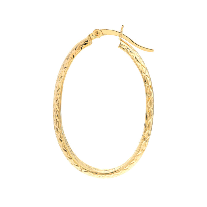 14 Karat Yellow Gold Diamond Cut Medium Hoop Earrings
