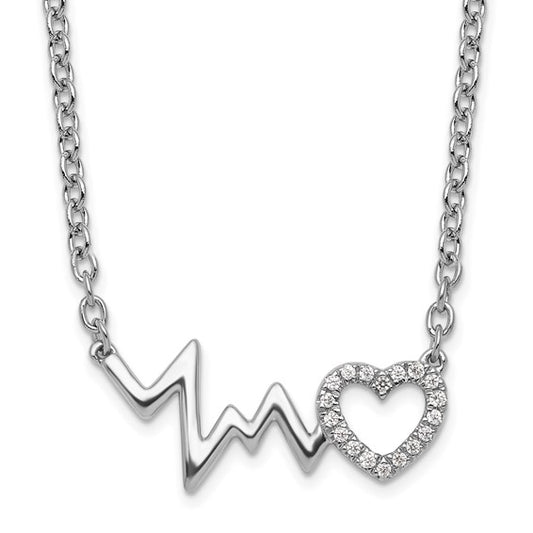 Sterling Silver Heartbeat 0.05ct Diamond Necklace - 18 inch