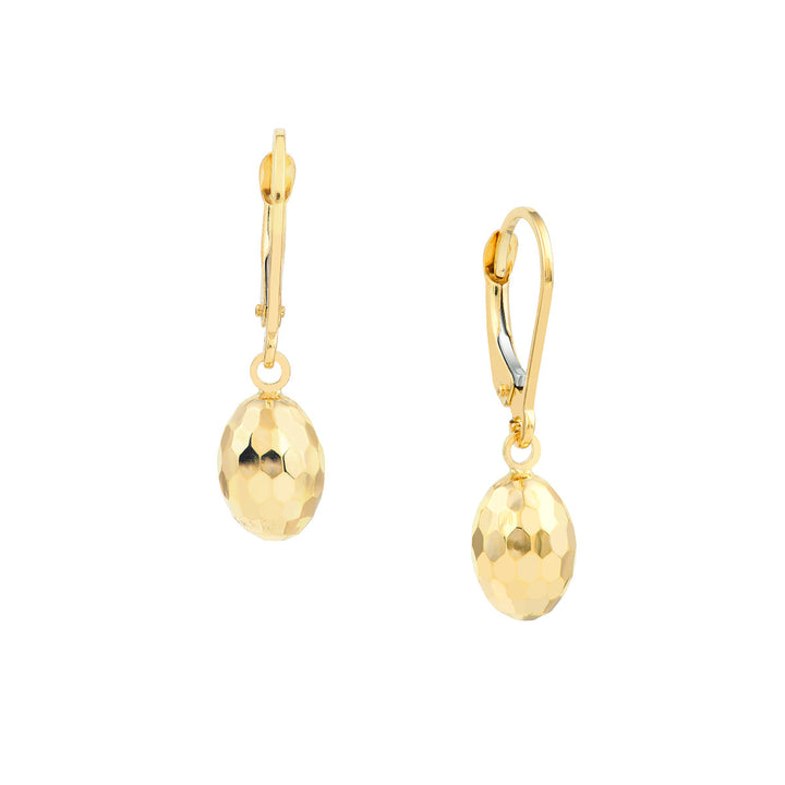 14 Karat Yellow Gold Diamond Cut Drop Earrings