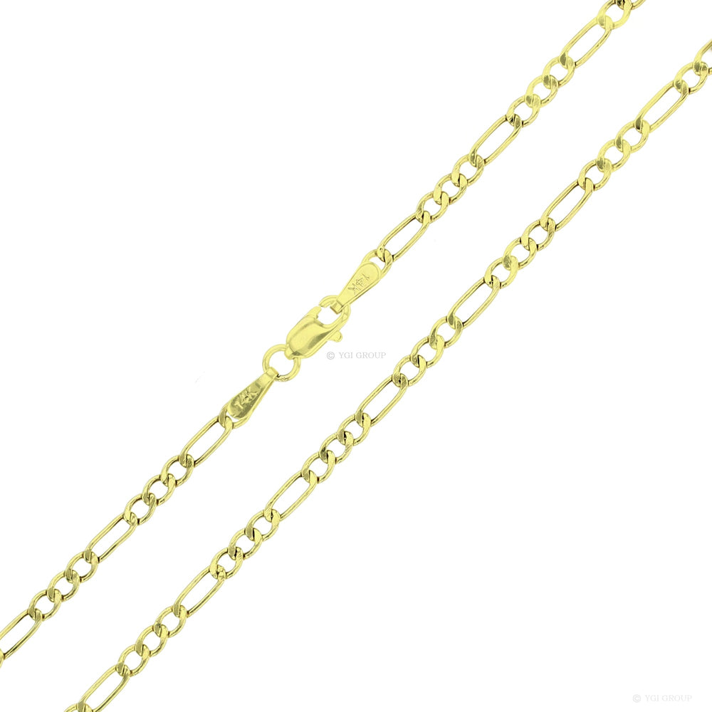 14 Karat Yellow Gold 2.5mm Figaro Link 16 inch Chain detail view | AJ's Jewelry Queens NY