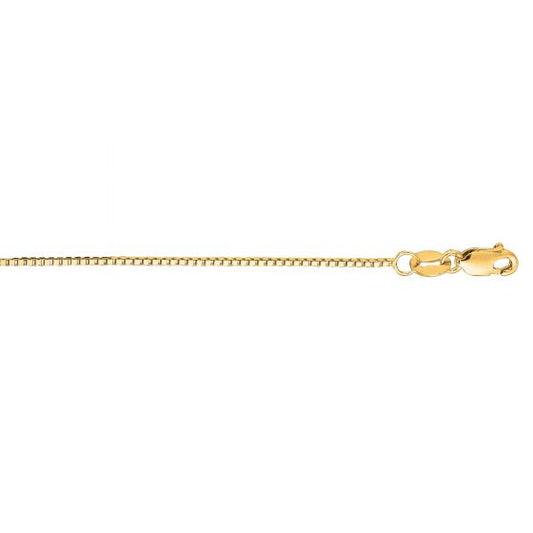 14 Karat Yellow Gold Diamond Cut 0.75mm Box Link 16 inch Chain