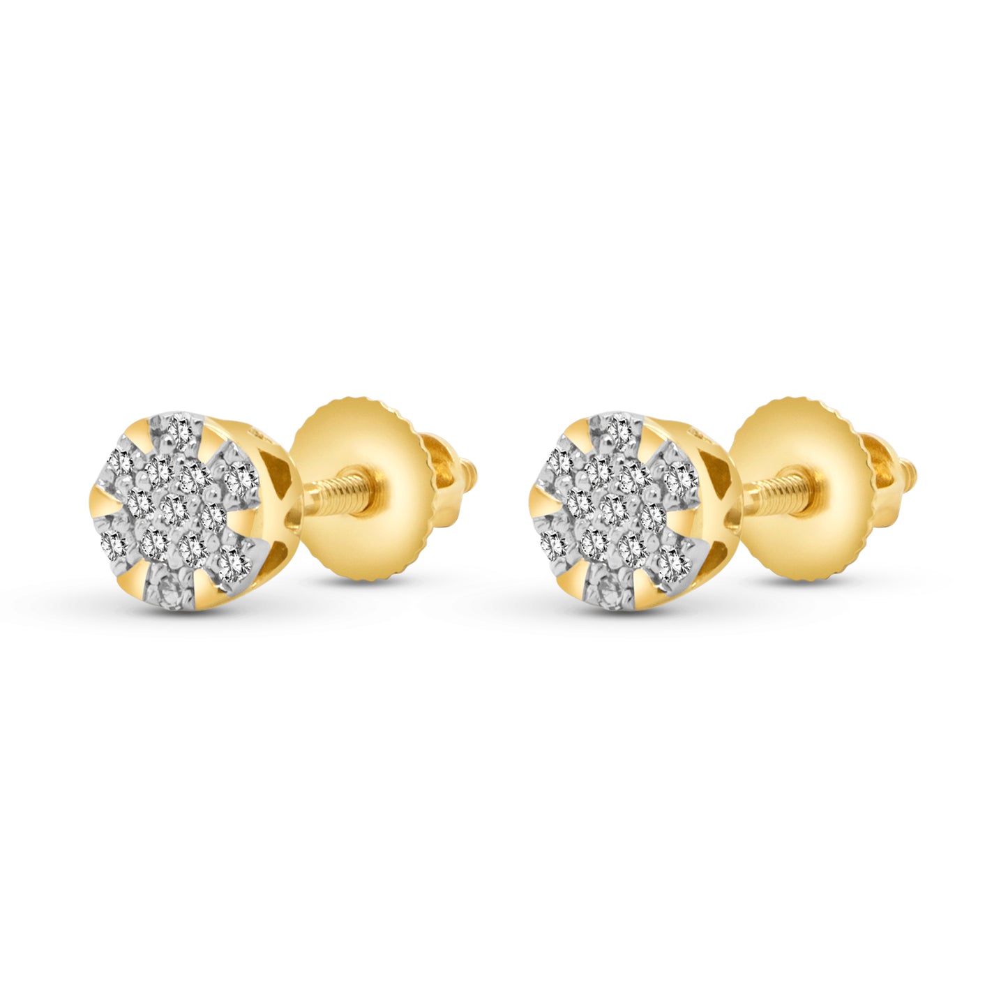 14 Karat Yellow Gold Diamond Stud Earrings