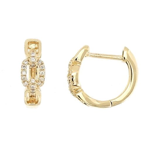 18 Karat Yellow Gold 0.07ct Diamond Huggie Earrings