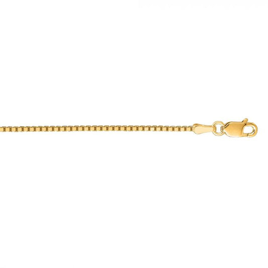 14 Karat Yellow Gold Diamond Cut 1.1mm Box Link 22 inch Chain