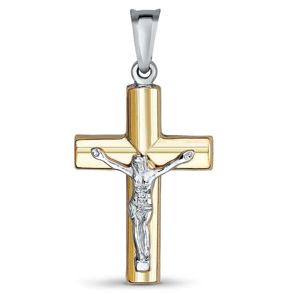 14 Karat 2 Tone Gold Cross Charm Pendant