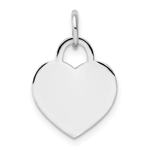 14 Karat White Gold Engravable Heart Charm Pendant