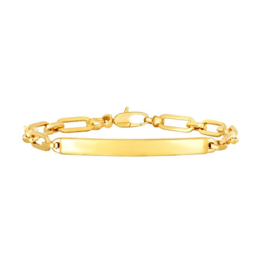 Ladies 14 Karat Yellow Gold Paper Clip ID Bracelet