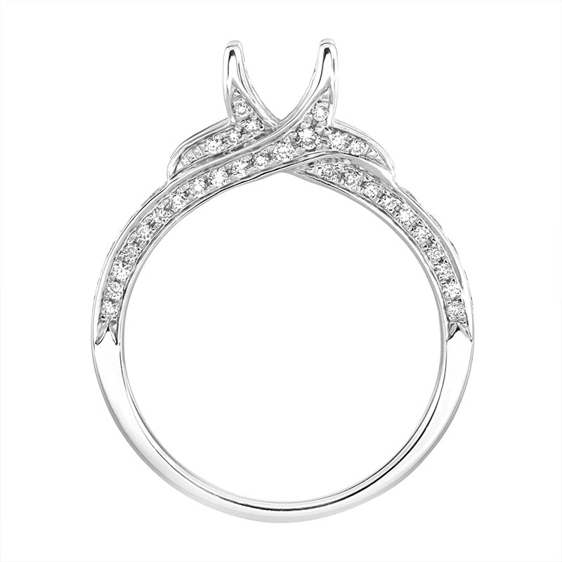 Lady's 18 Karat White Gold 0.56ct Diamond Contemporary Semi-Mount Engagement Ring - Size 6.75