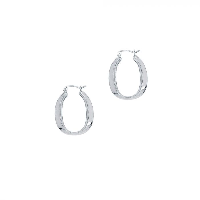 14 Karat White Gold Medium Hoop Earrings