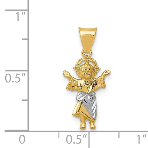 14 Karat 2 Tone Gold Small Polished Divino Nino Charm Pendant