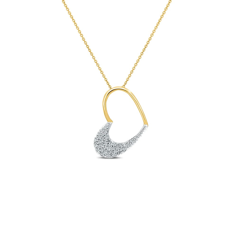 14 Karat Yellow Gold Diamond Heart Pendant