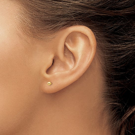 14 Karat Yellow Gold 3mm Ball Stud Earrings with Screwback