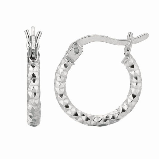 Sterling Silver Small Diamond Cut Hoop Earrings