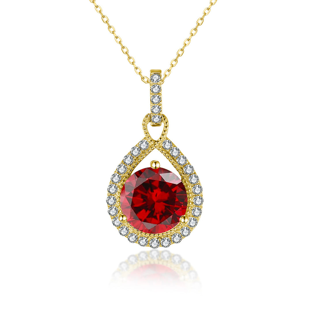14 Karat Yellow Gold Diamond and Garnet Drop Pendant