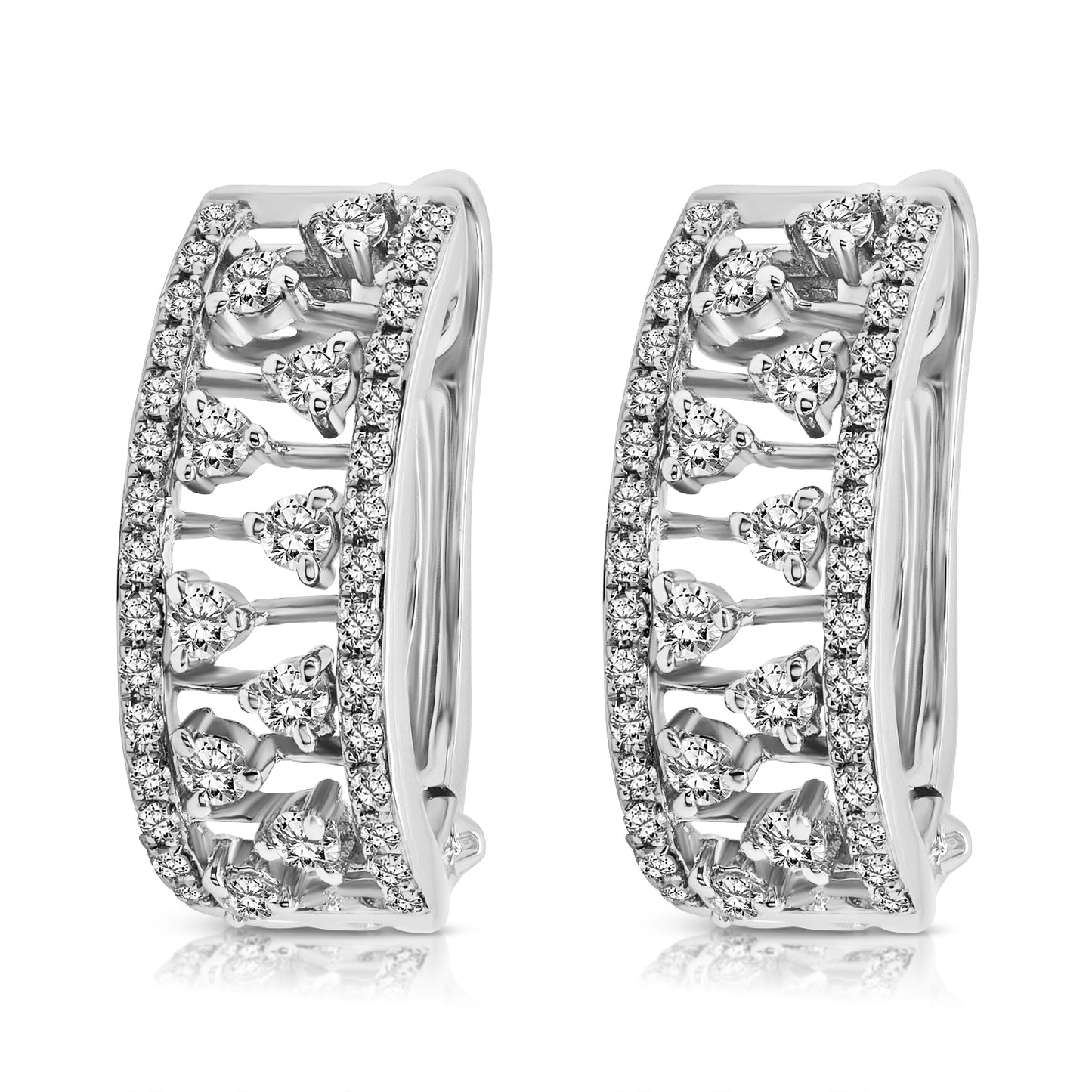 14 Karat White Gold Diamond Huggie Earrings