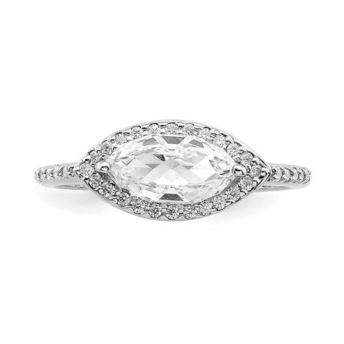 Sterling Silver Contemporary with East-West Marquise Cubic Zirconia Ring