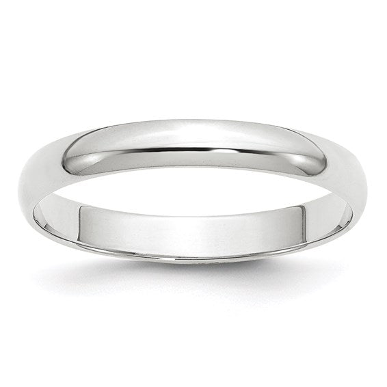Men's 14 Karat White Gold Plain Wedding Band