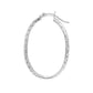 14 Karat White Gold Diamond Cut Medium Hoop Earrings