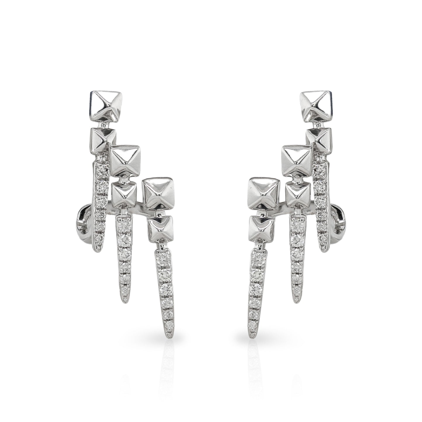 14 Karat White Gold Diamond Contemporary Earrings