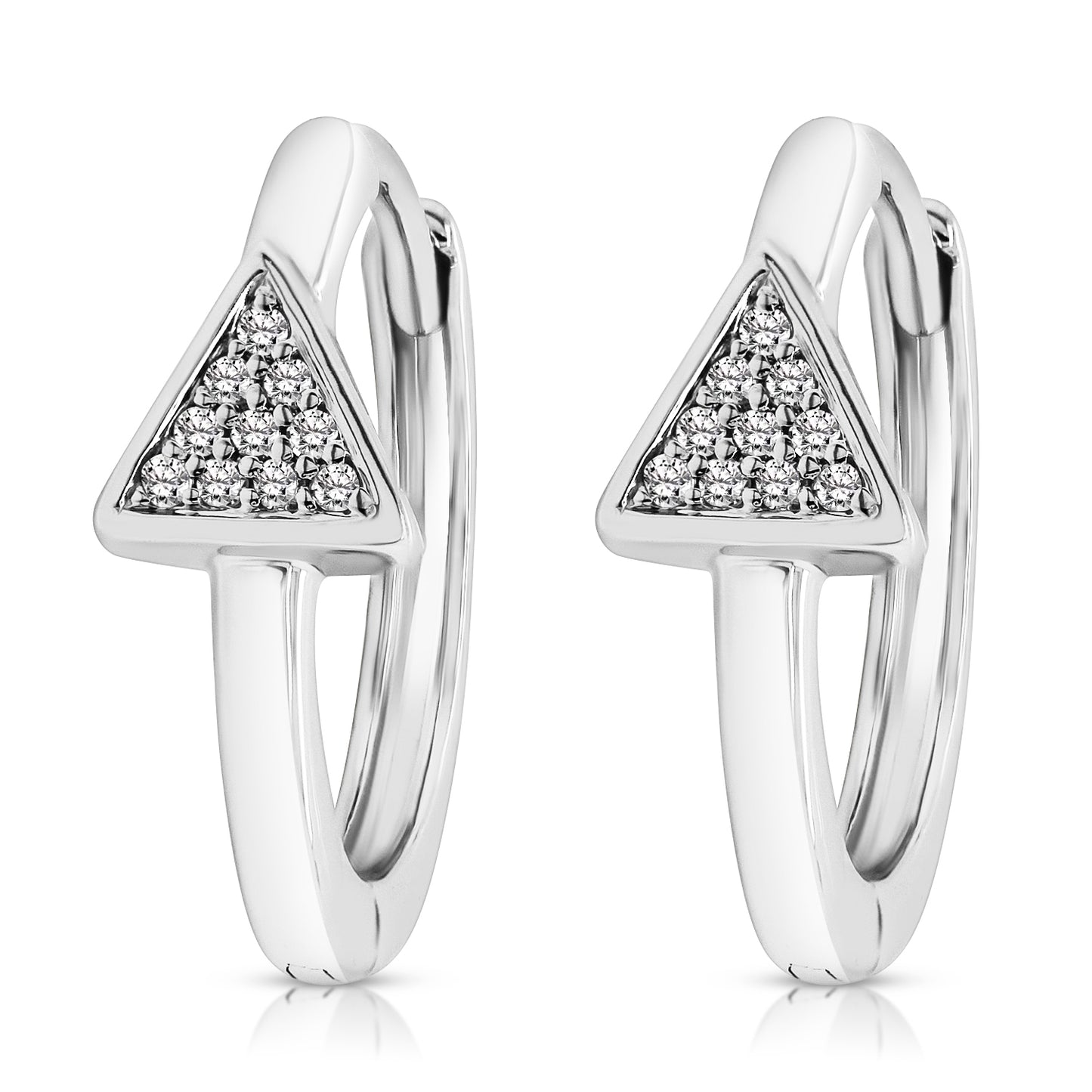 14 Karat White Gold Diamond Huggie Earrings