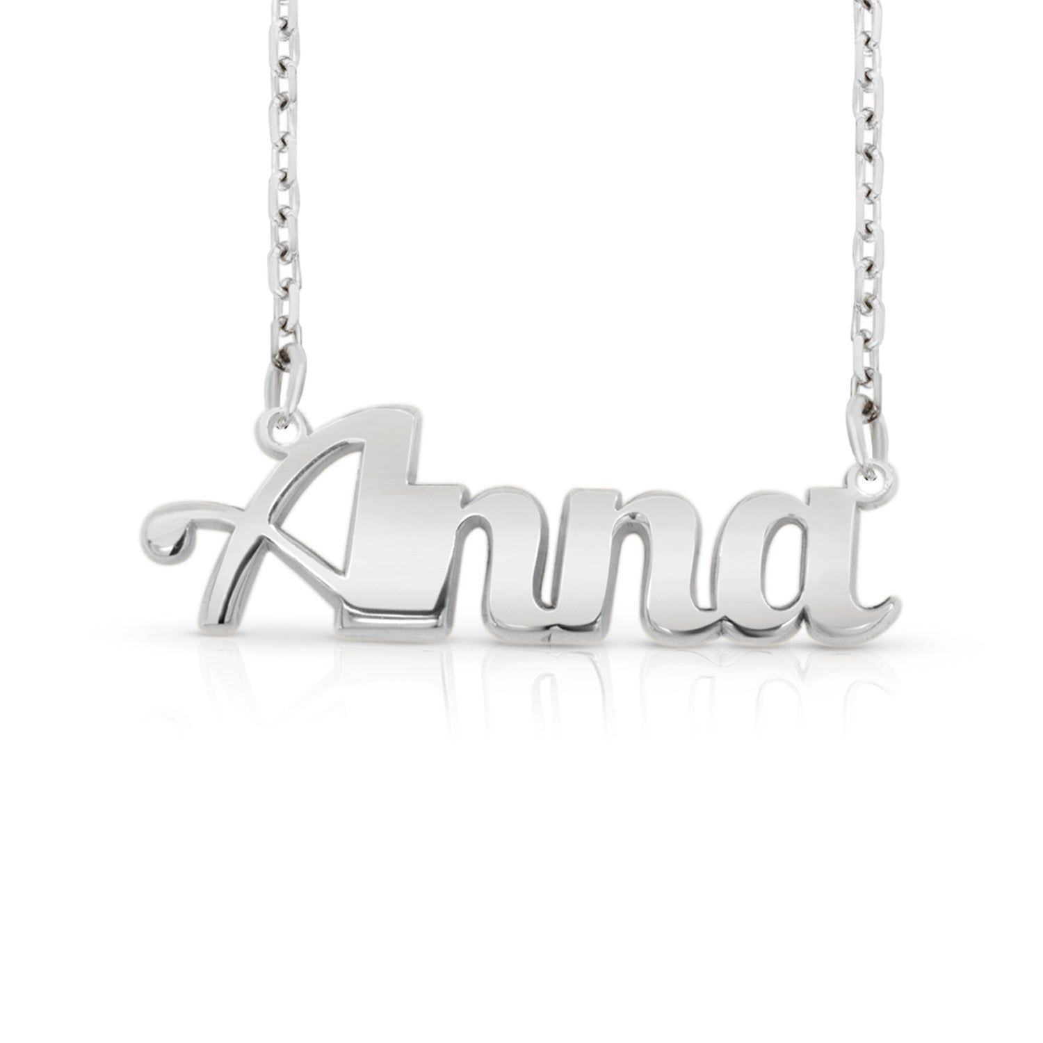 14 Karat Small Bold Print Name Necklace AJ s Jewelry Yellow Single Thickness 0.5mm