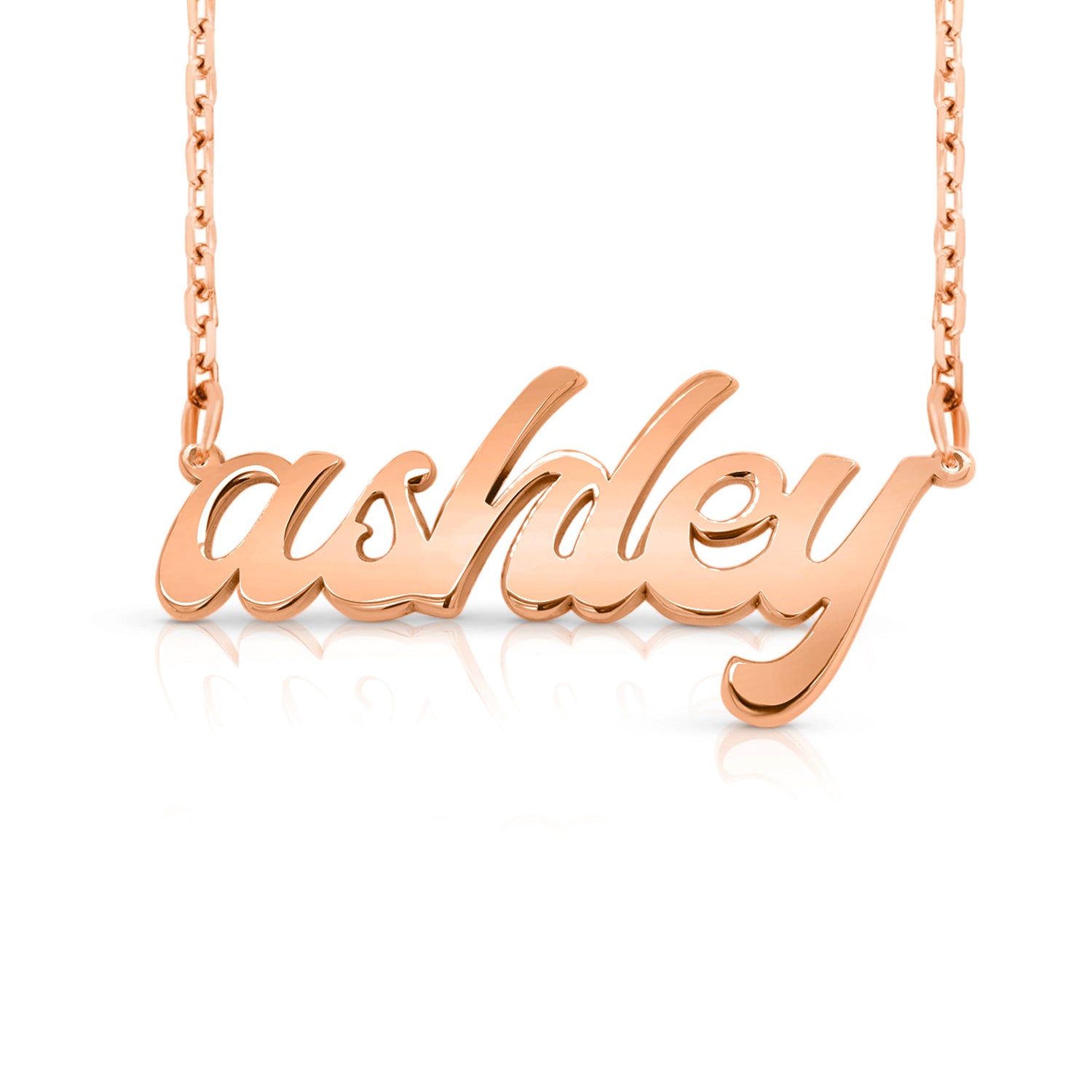 14 Karat Bold Letter Name Necklace AJ s Jewelry White Single Thickness 0.5mm